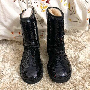 NIB, NWT Black Classic Short Sequin Ugg Boots